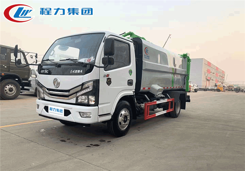 国六东风多利卡蓝牌挂桶垃圾车